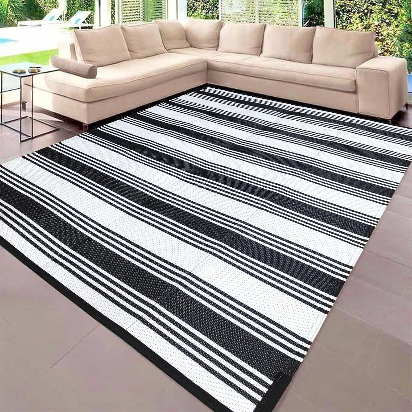 Pcinfuns Plastic Straw Rug 6ftx9ft Waterproof Outdoor Mat
