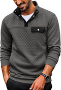 Quilted Sweatshirts for Men Quarter Button Pullover - Versatile Men's