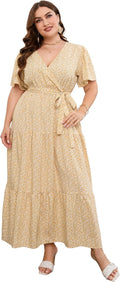 KOJOOIN Women's Plus Size V Neck Maxi Dress for Day to Night Wear