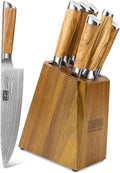 HOSHANHO Knife Set with Block 7-Piece - Sharp Damascus Kitchen Set