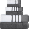 Modern Threads 6 Piece Towel Set - Quick Dry White/Contrast