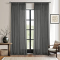 Dark Gray Linen Pinch Pleated Curtains 96 in - Textured Privacy Drapes