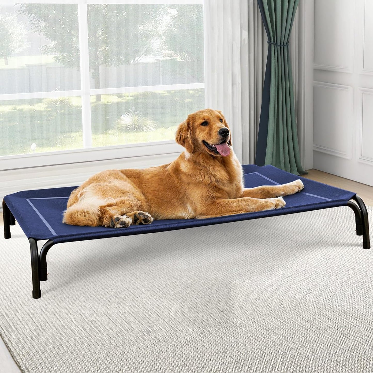Elevated Dog Bed for Large Dogs - Portable Cooling Pet Cot