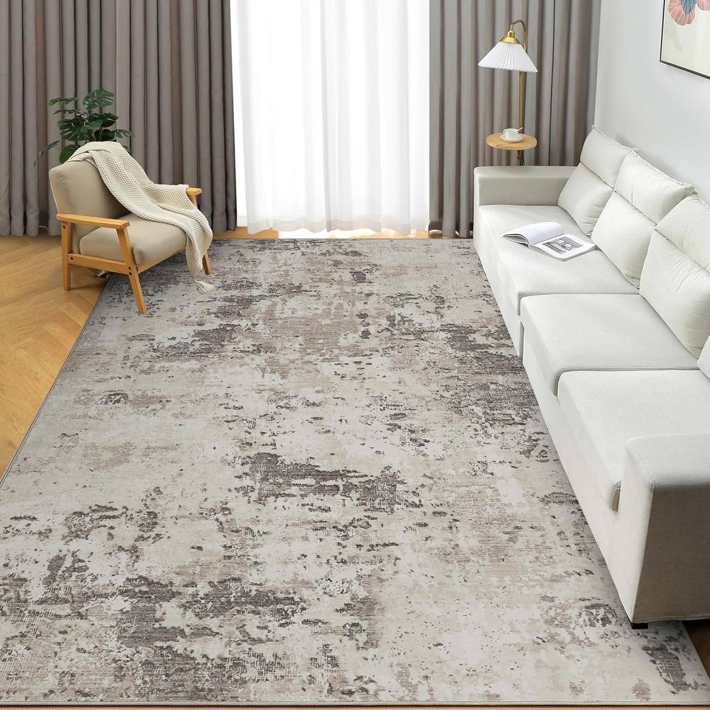 Modern Abstract Area Rug 9x12 Non Slip for Living Room & Bedroom