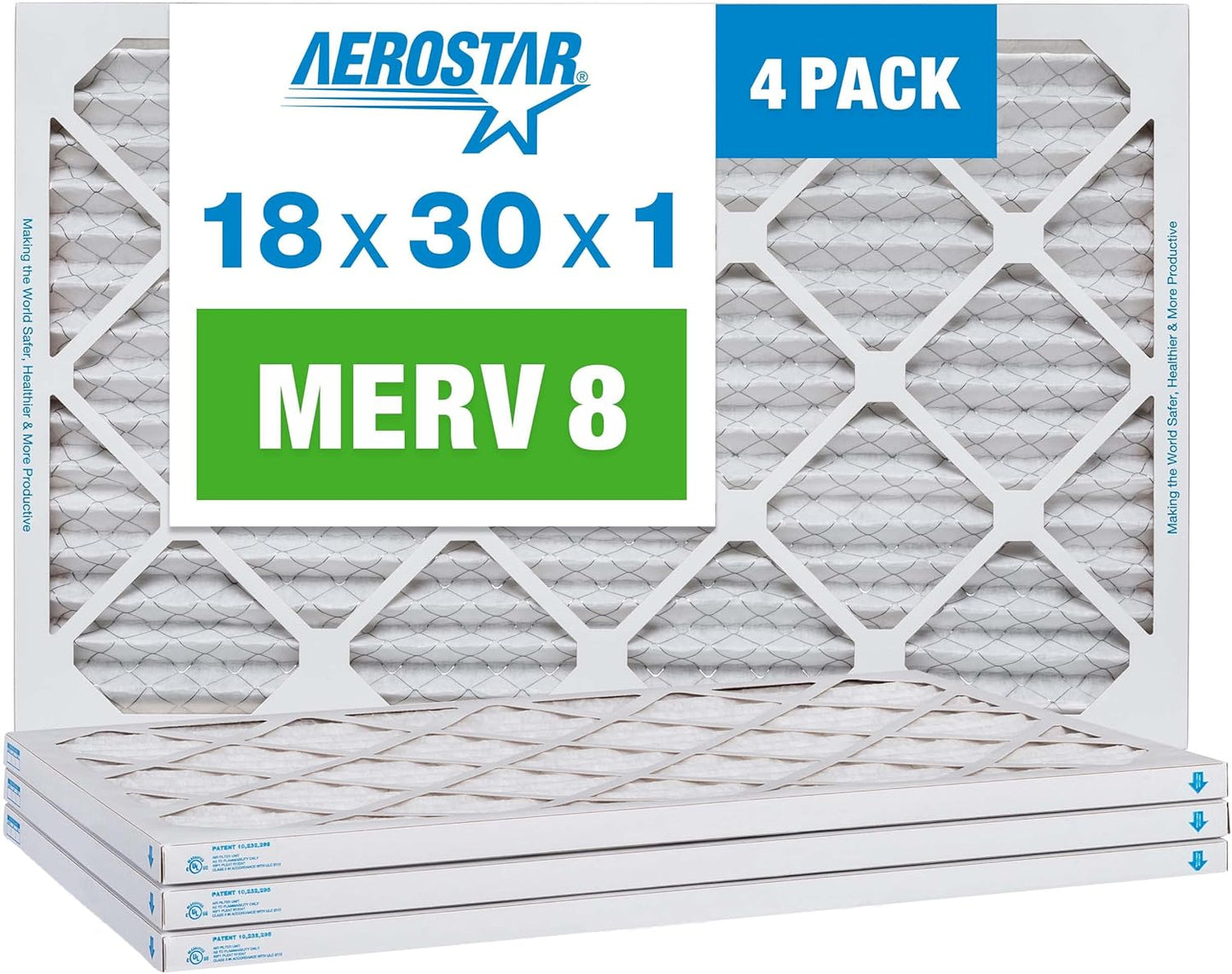 Aerostar 18x30x1 MERV 8 Pleated Air Filter for Clean Air