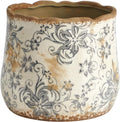 Nearly Natural 7in Tuscan Ceramic Gray Scroll Planter - Country Chic