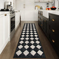Checkered Washable Rug Runner 2x10 for Hallways - Soft, Non Slip
