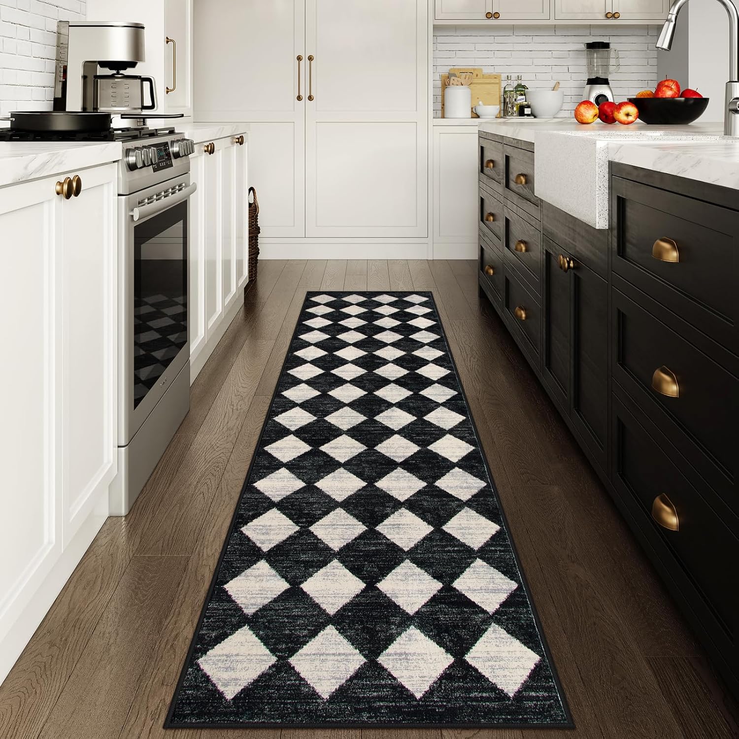 Lahome Checkered Washable Rug Runners for Hallways Non Slip
