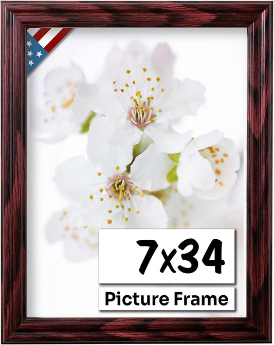 Cherry 7x34 Picture Frame with UV-Blocking Plexiglass Finish