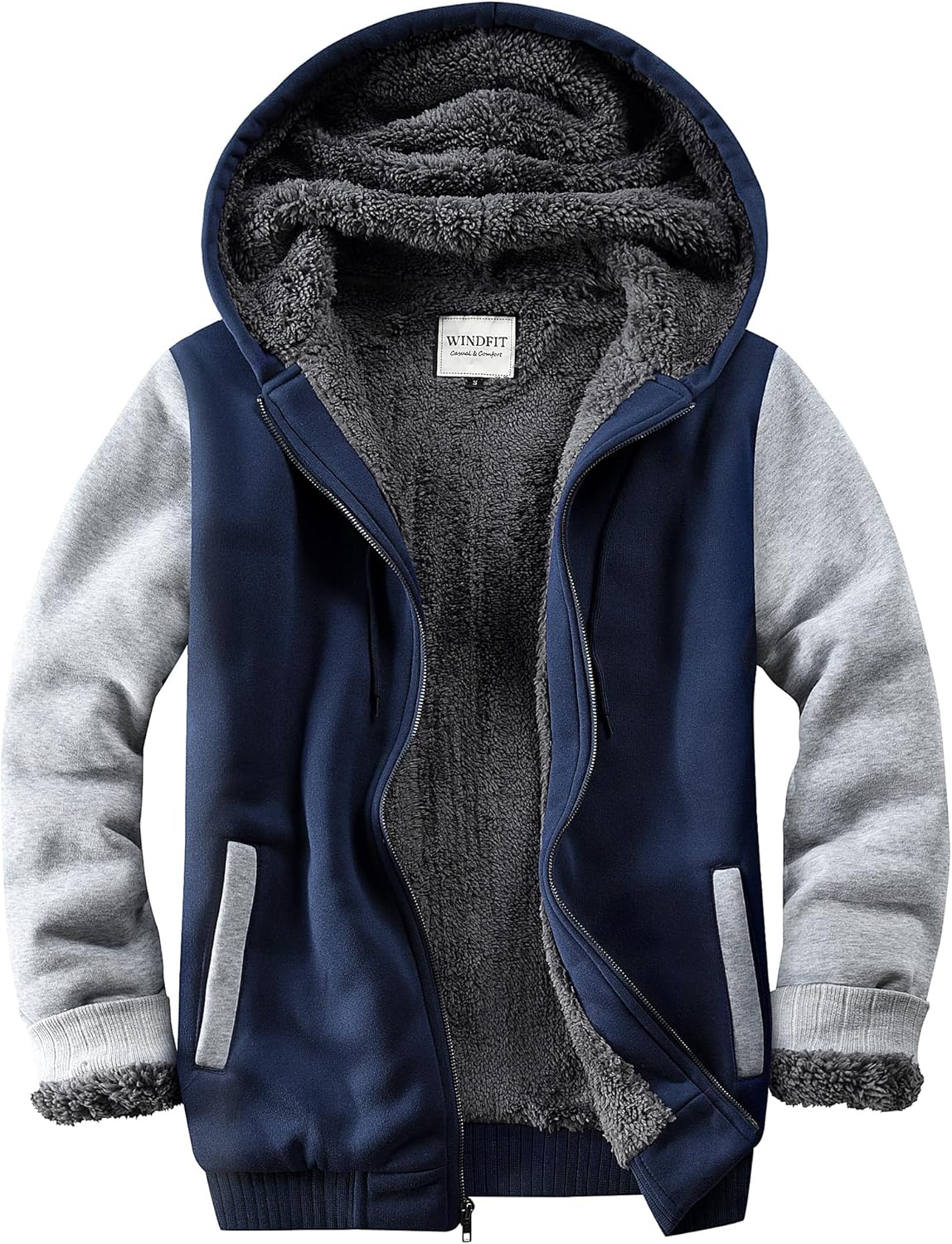Men's Sherpa Jacket Heavyweight Zip Up Hoodie for Winter Wear
