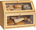 Farmhouse Bread Box Double Layer Bamboo Breadbox - Extra Large