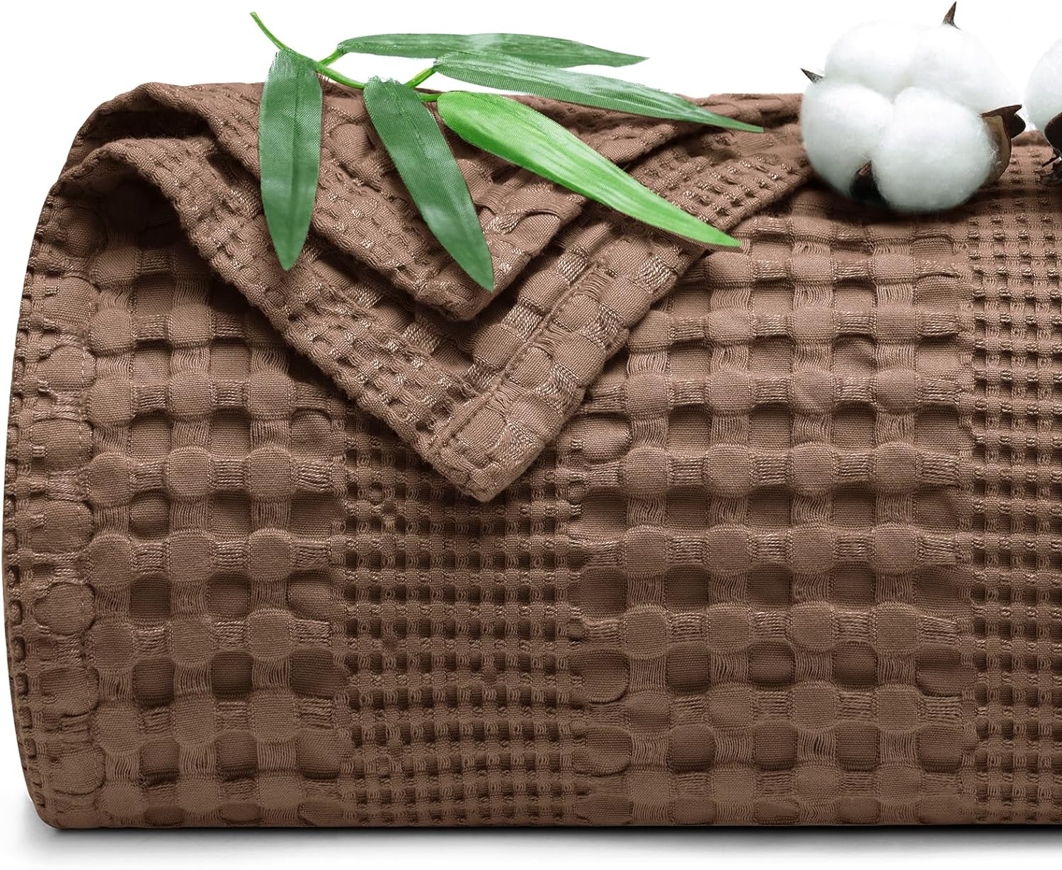 PHF Cooling Waffle Blanket King Size for Hot Sleepers, Cocoa Brown