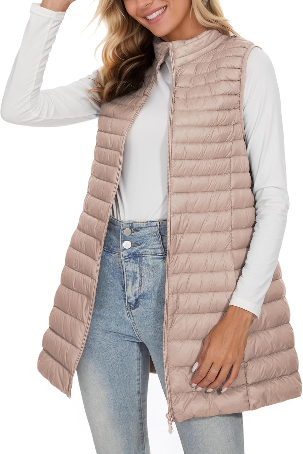 ELFJOY Long Puffer Vest for Women - Lightweight Winter Outerwear