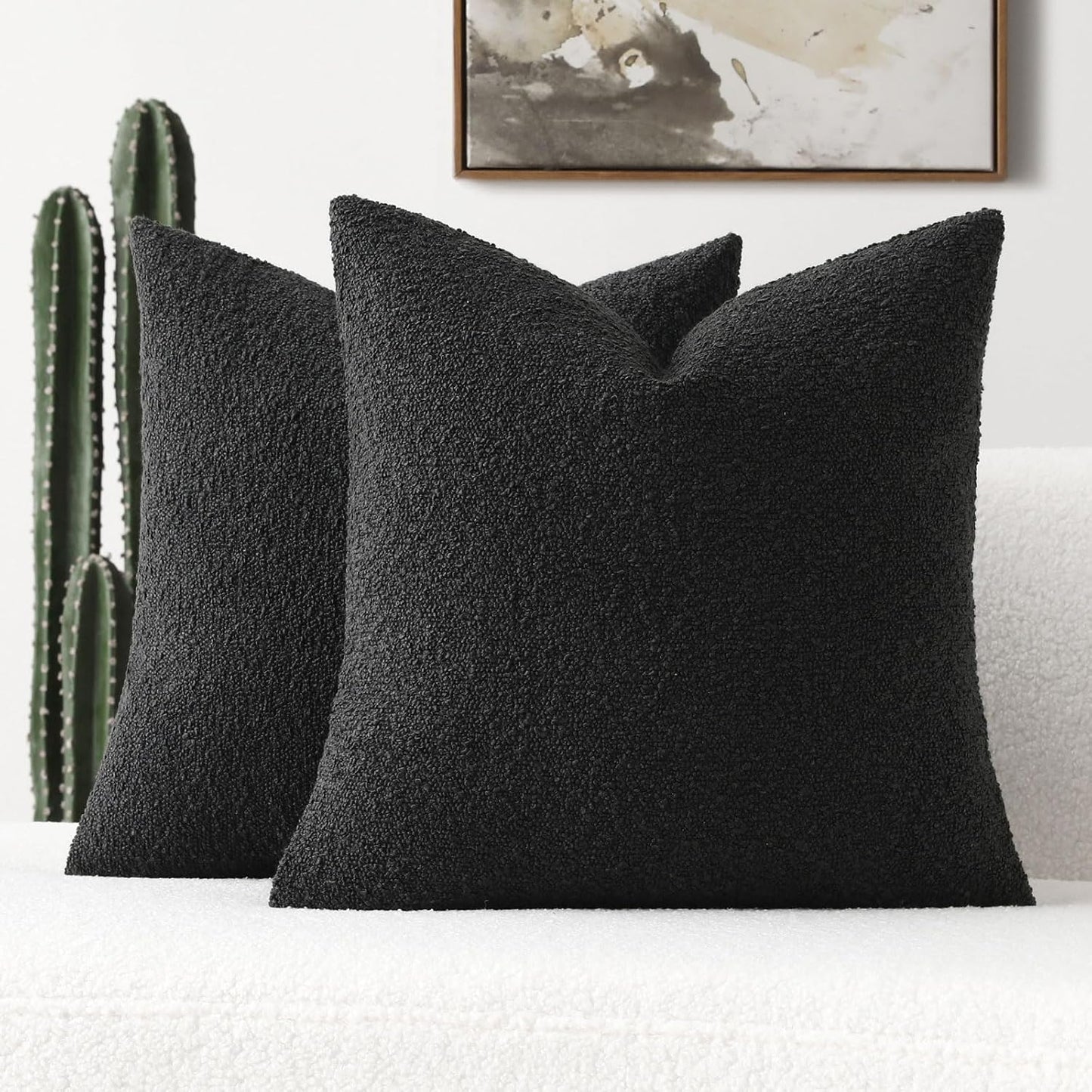 FUTEI Pack of 2 Black Decorative Throw Pillow Covers 26in