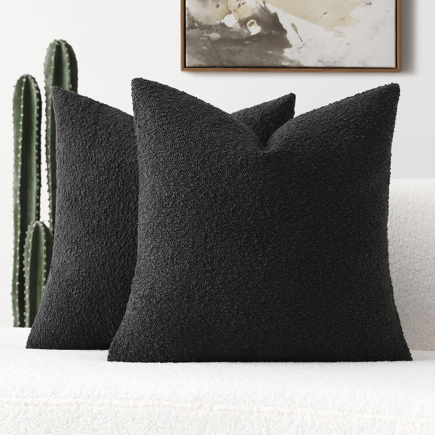 FUTEI Pack of 2 Black Decorative Throw Pillow Covers 26in