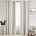 100% Blackout Curtains 90 in Long - Room Darkening Linen Panels