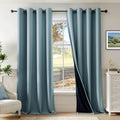 Beauoop Dusty Blue 100% Blackout Curtains 96 in - Full Room Darkening