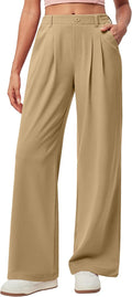Wide Leg Pants Woman Pull on Stretchy Work Dress Pants (Style Q8LQ)