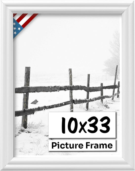 White 10x33 Picture Frame - Handmade Solid Wood Wall Decor