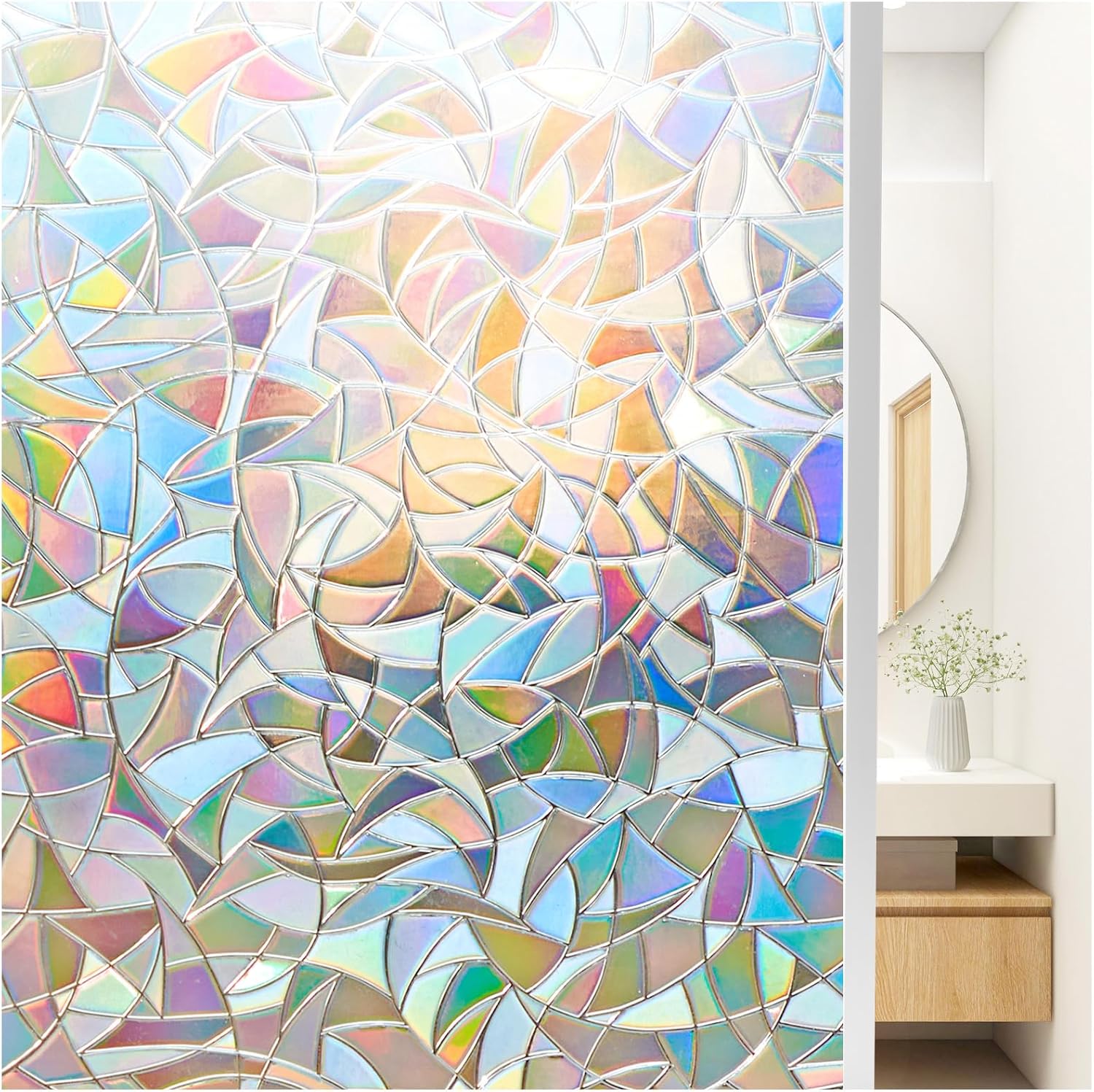 Rainbow Reeded Glass Privacy Film for Stunning Window Decor
