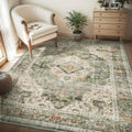 AMOAMI 4x6 Area Rug Green - Soft Vintage Non Slip Washable