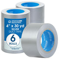 4 in x 30 yd Silver Water-Resistant Duct Tape - Pack of 6