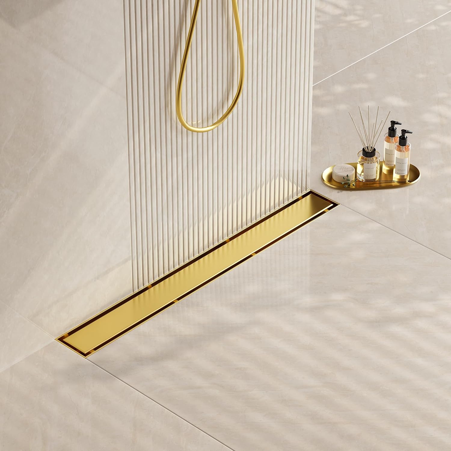 Neodrain 18-Inch Gold Linear Shower Drain for Modern Bathrooms