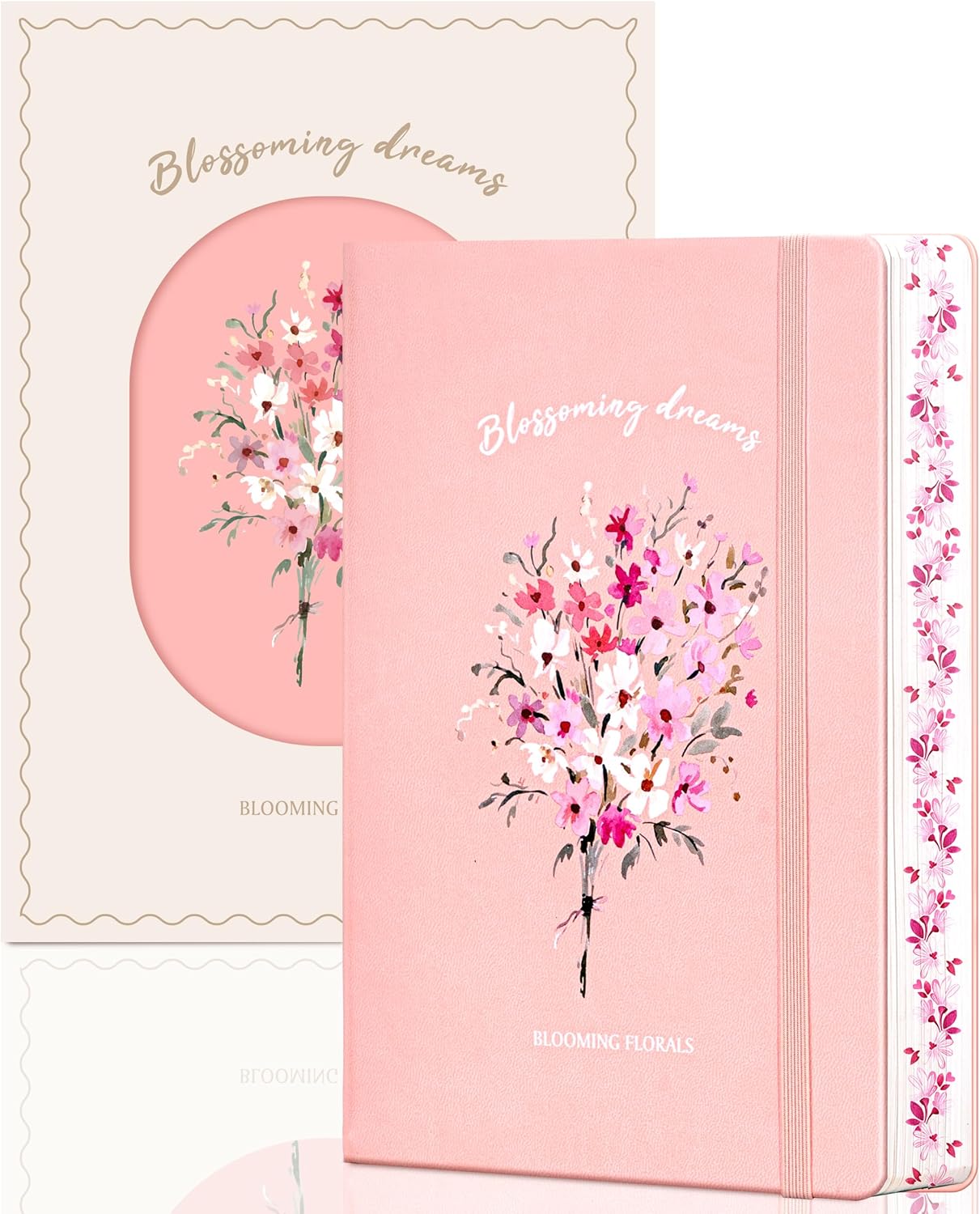 Floral A5 Hardcover Notebook: 320 Pages, Pink