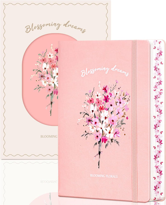 Floral A5 Hardcover Notebook: 320 Pages, Pink