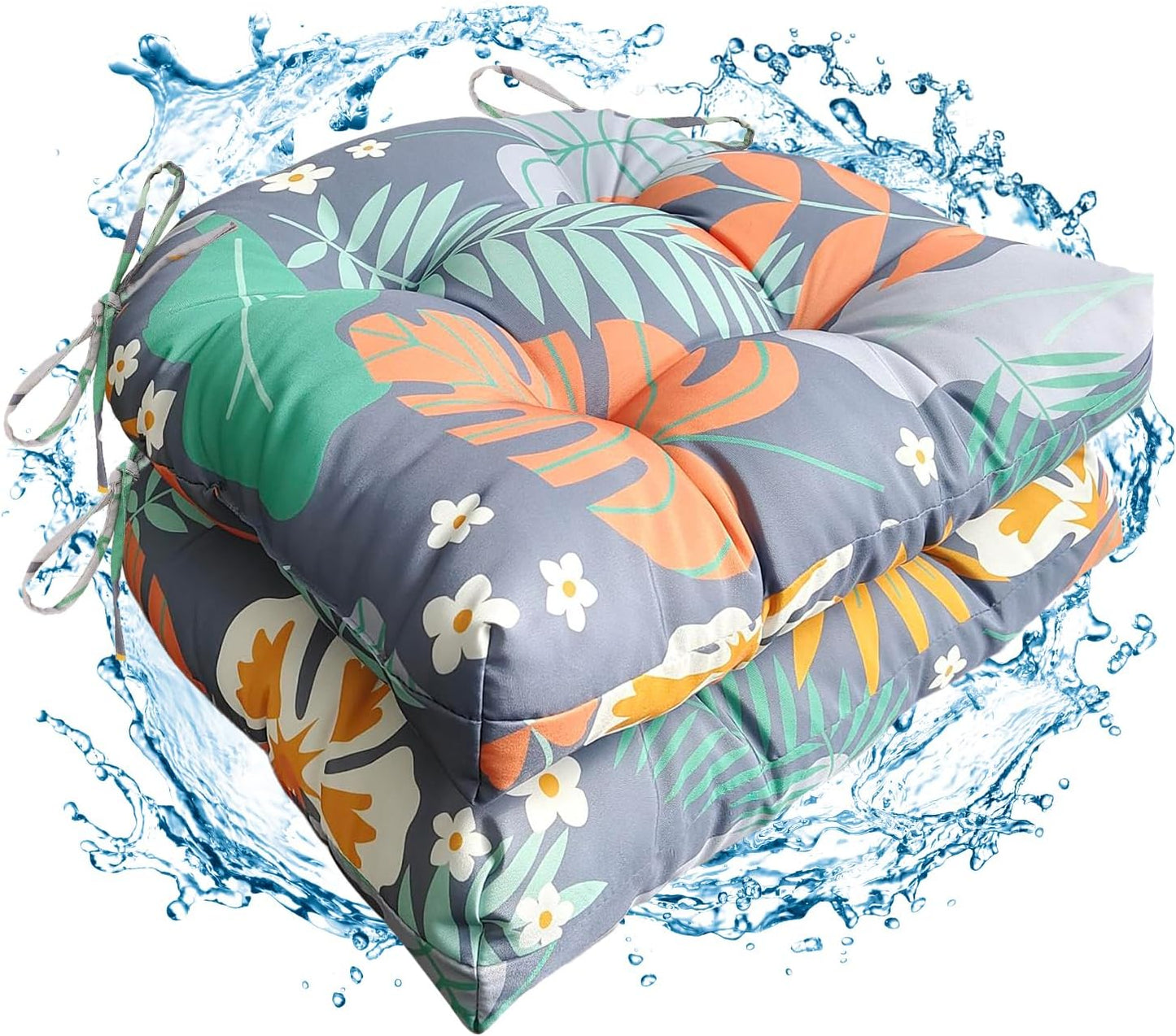 2 Pack Waterproof Outdoor Chair Cushions for Garden Chairs