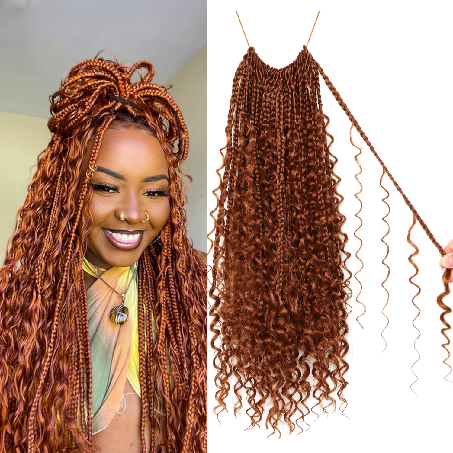 Goddess Boho Box Braids Crochet Hair - 8 Packs of 18 Inch Braids