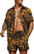 Men's Hawaiian Matching Set - Lightweight Floral Beach 2-Piece