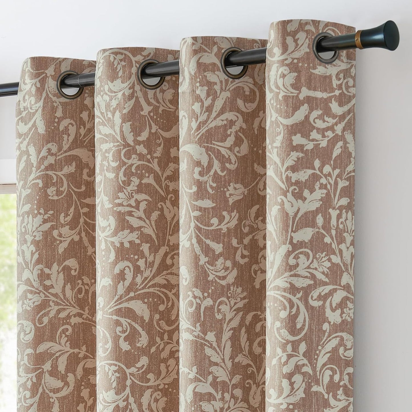 80% Blackout Curtains for Bedroom with Floral Pattern Design