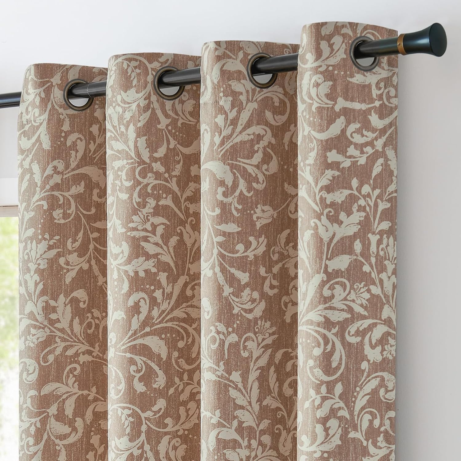 80% Blackout Curtains for Bedroom with Floral Pattern Design