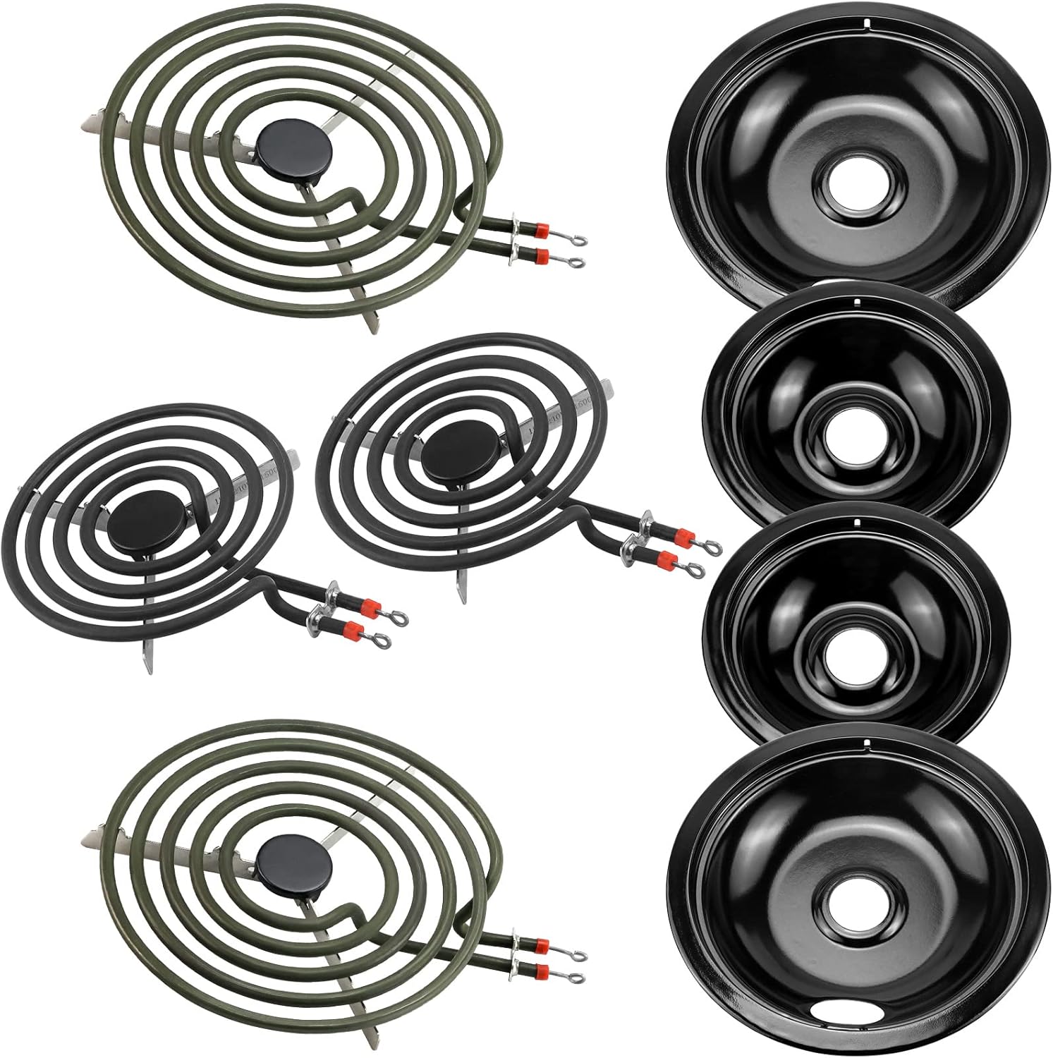 Porcelain Burner Drip Pan Cooktop Set for Electric Range Stoves
