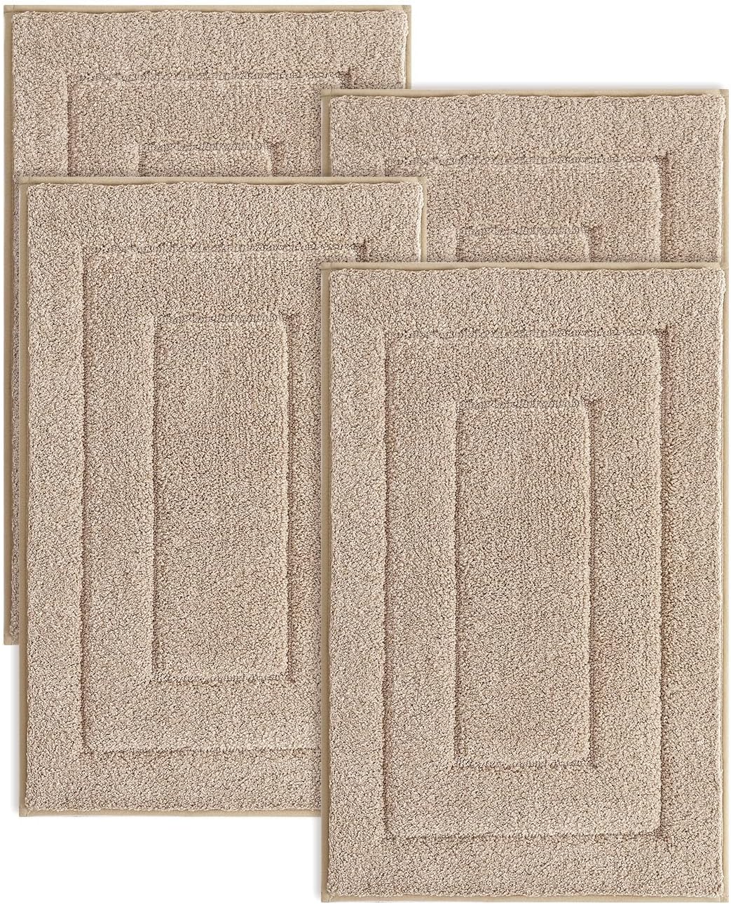 DEXI Bathroom Rug Set 4 Piece Non Slip Washable Bath Mat