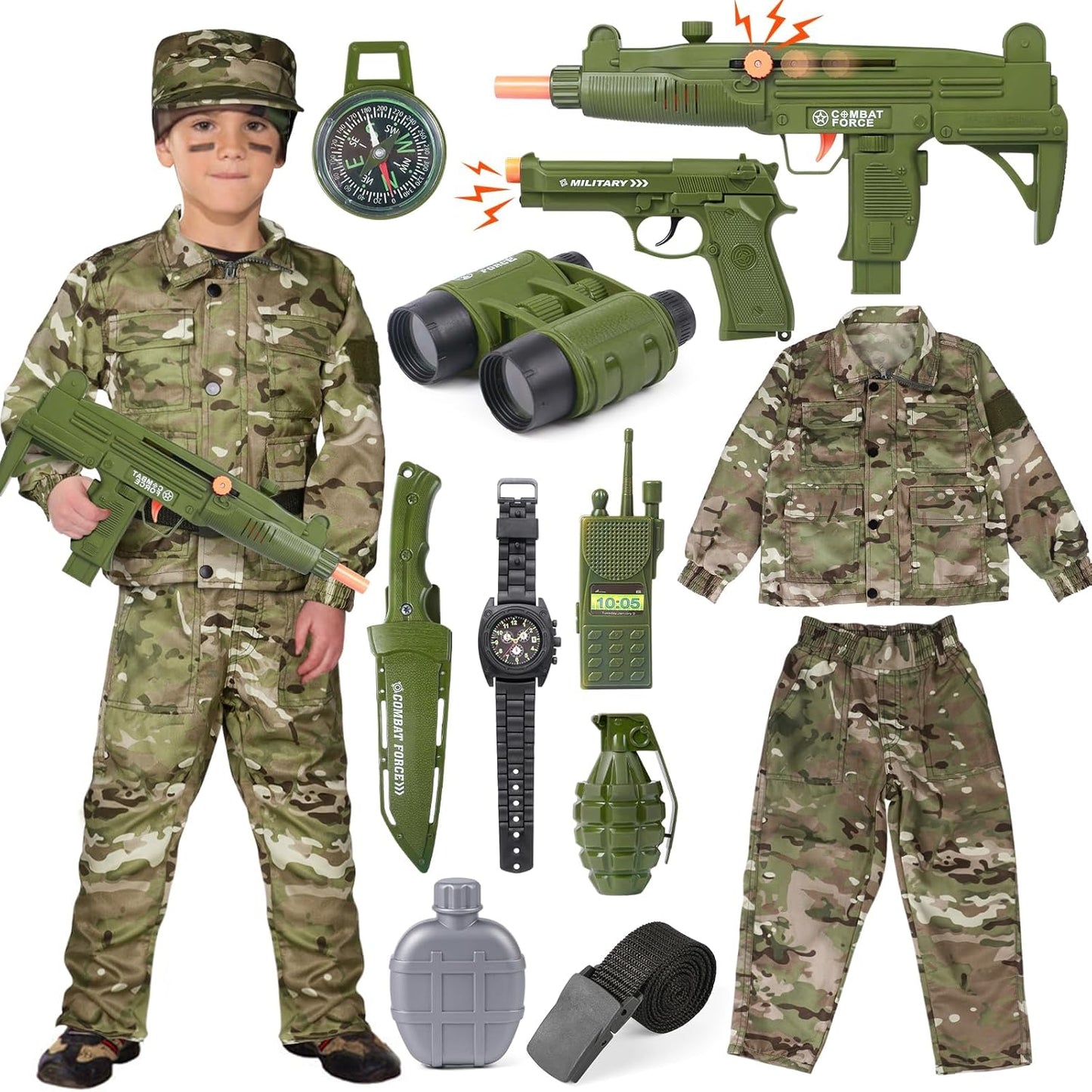 Tacobear Soldier Military Costume for Kids Ages 3-9 Dress Up