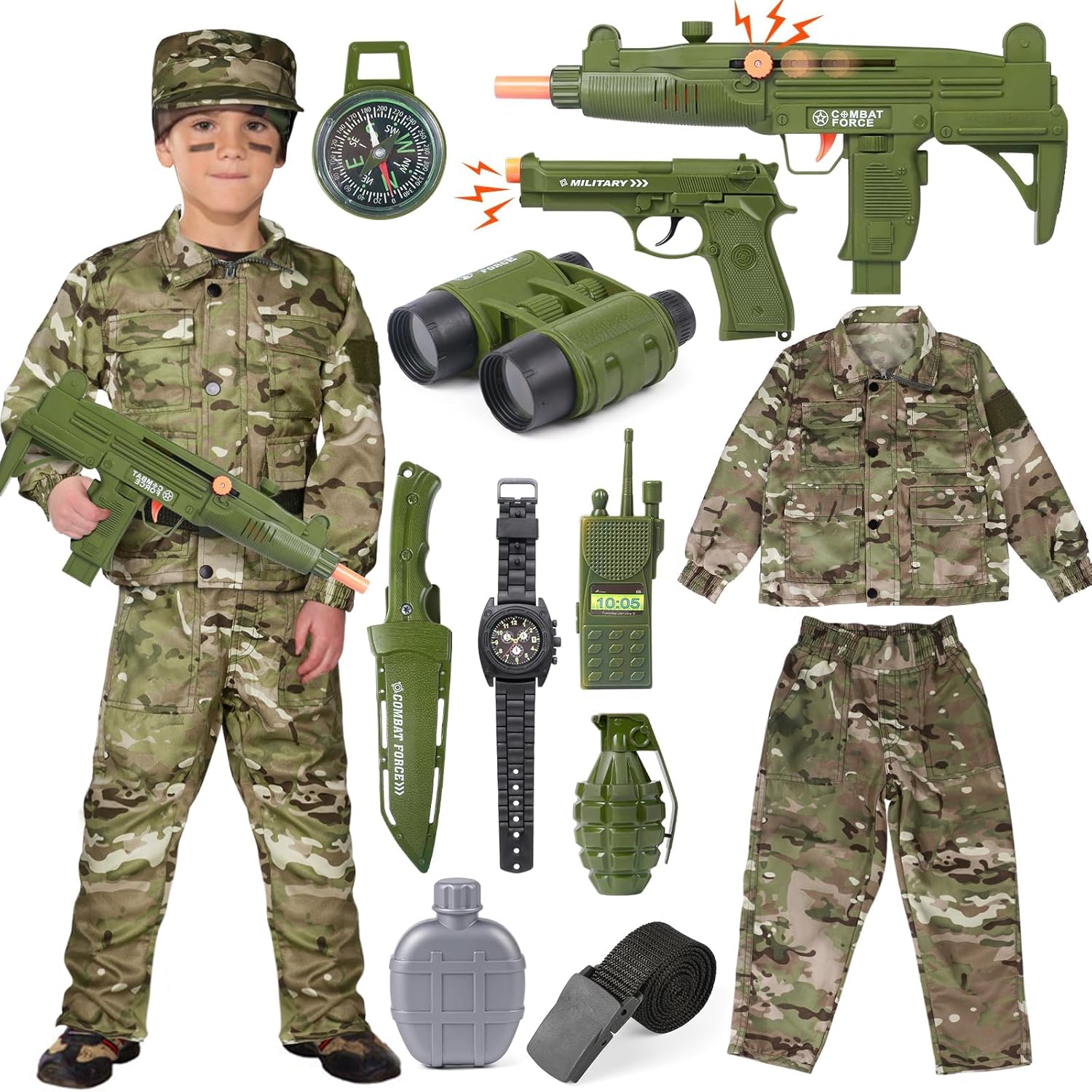 Tacobear Soldier Military Costume for Kids Ages 3-9 Dress Up