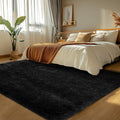 Black Fluffy Area Rug 4x6 - Ultra Soft High Pile Plush Rug
