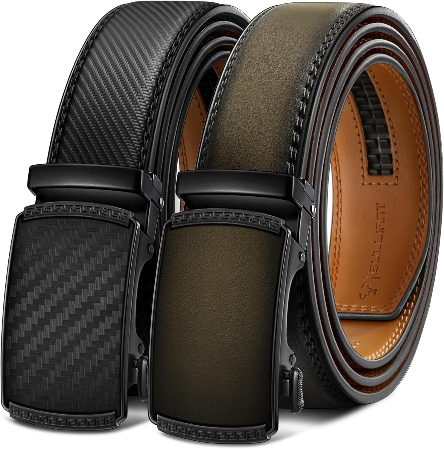 BULLIANT Men Belts 2 Pack Adjustable Ratchet Sliding Design