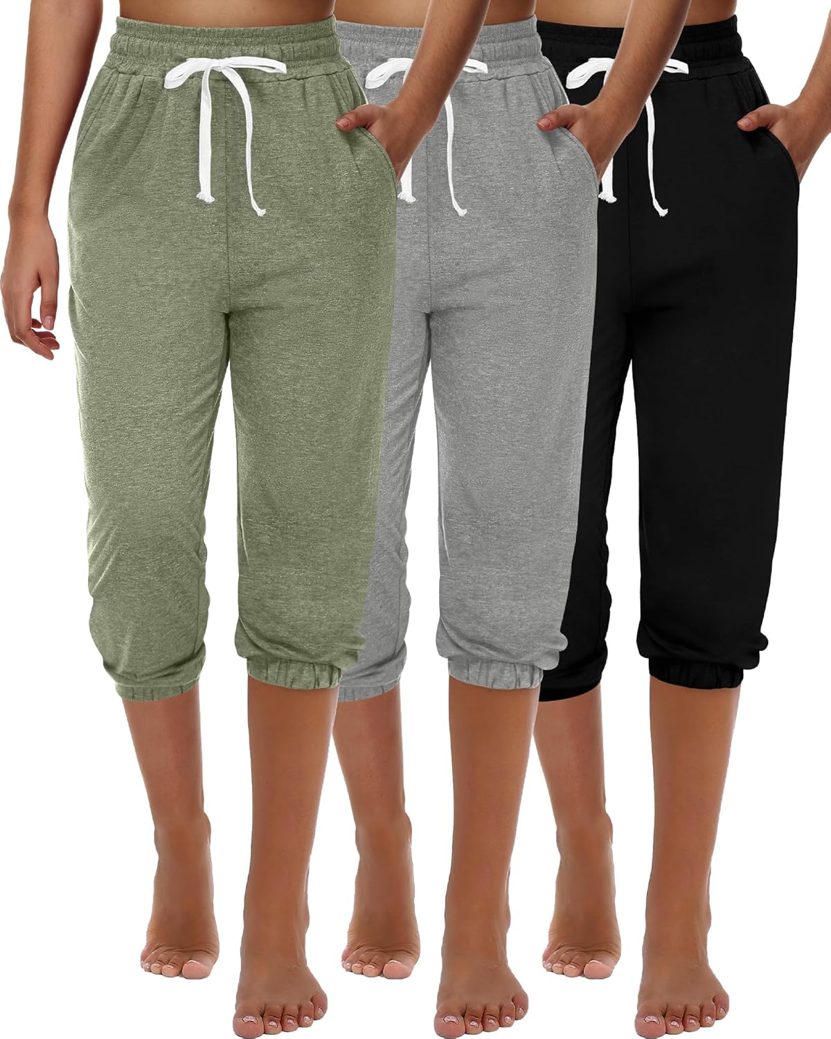 Ficerd Women's Capri Sweatpants Joggers for Summer Comfort