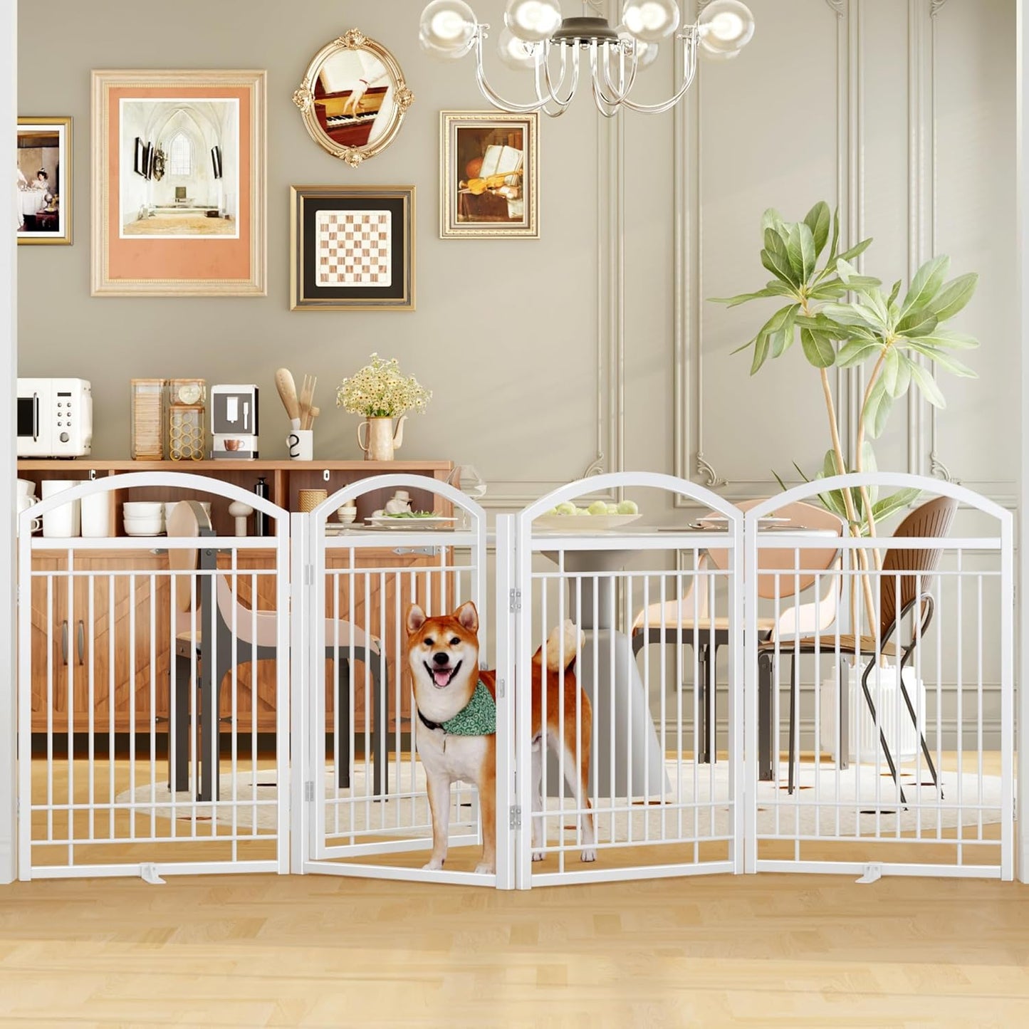 Folding No-Assembly Metal Freestanding Dog Gate with Door