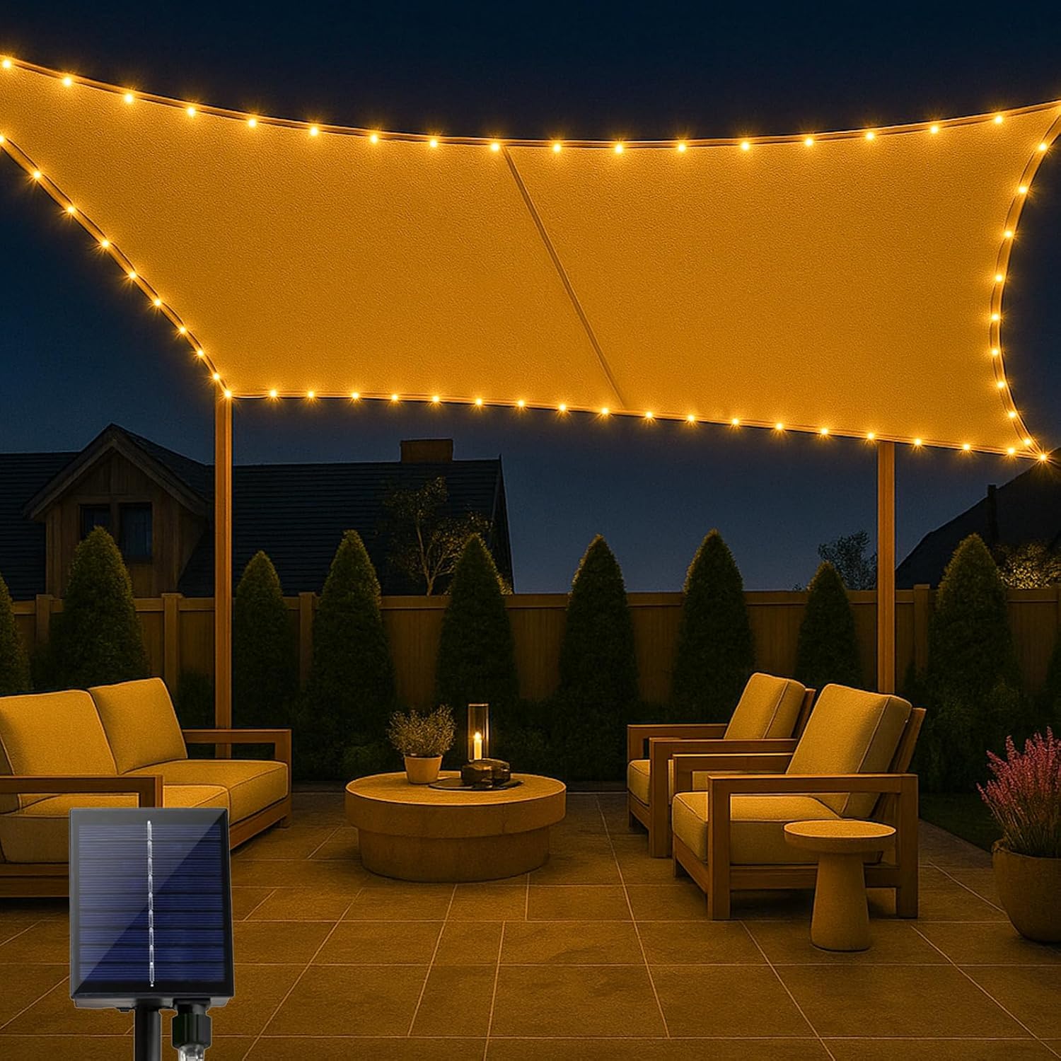 MeetYr Life LED Shade Sail Waterproof 10x11.5FT with Lights