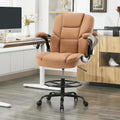 Drafting Chair 500Lbs Tall Office Chair Brown PU Leather - Ergonomic