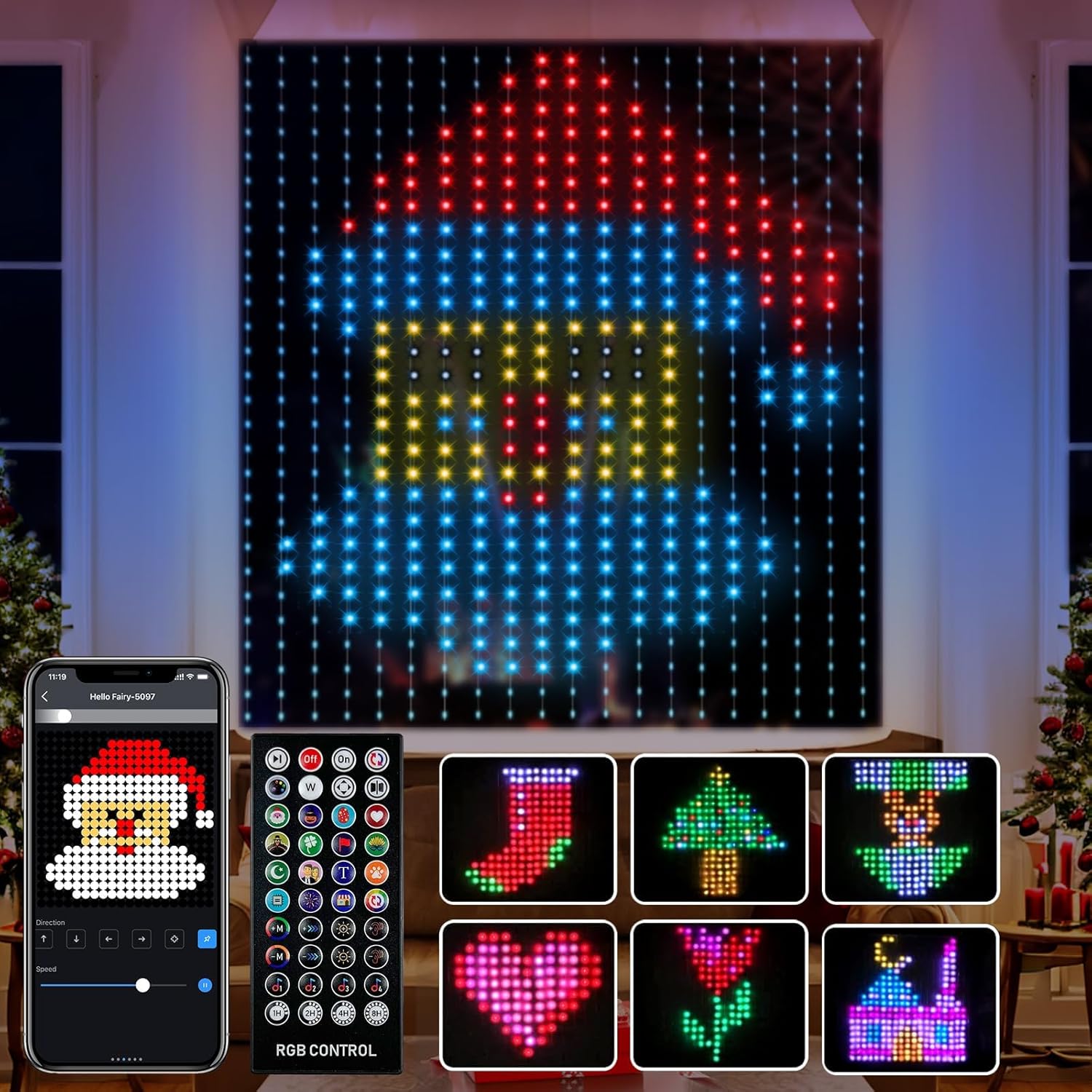 Smart Color-Changing Curtain Lights by Amposei