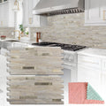 20 Sheets Kitchen Peel and Stick Backsplash Tiles Beige with Metal