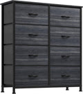 Fabric Storage Tower 8-Drawer Dresser - Charcoal Fabric & Wood Top