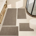 Brown Bathroom Rug Sets 4 Piece - Quick Dry Thin Absorbent Mats