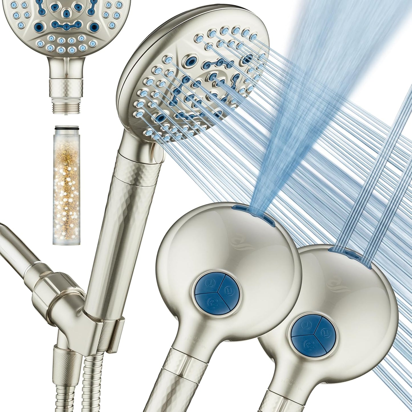AquaCare 4X High Pressure Handheld Shower Head with Filter