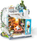 ROBOTIME DIY Miniature Dollhouse Kit 1:24 Scale - LED Tiny House Kit